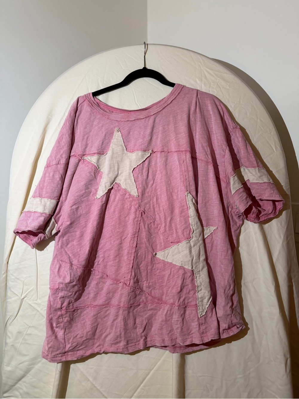 SHEIN Pink Star Patch Oversized Sweatshirt
